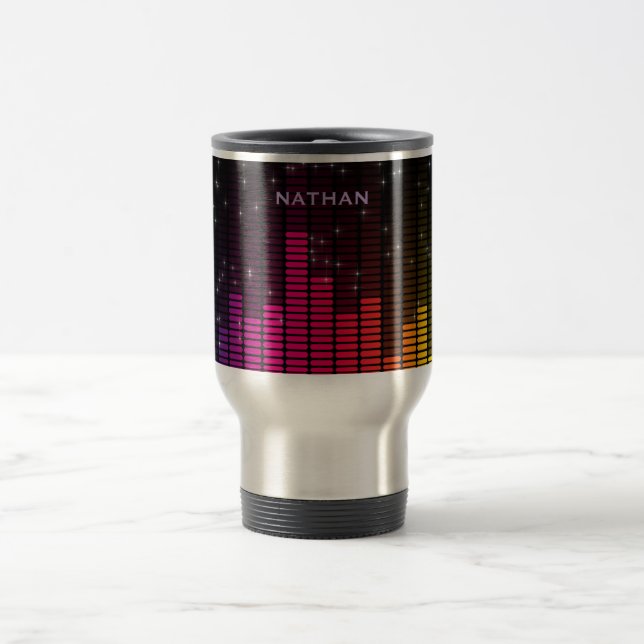 Equalizer Disco Lights Music Volume Personalised Travel Mug (Center)
