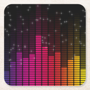Equalizer Disco Lights Music Volume Square Paper Coaster