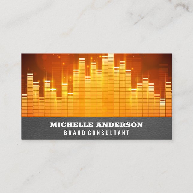 Equalizer Light Background | Leather Background Business Card (Front)