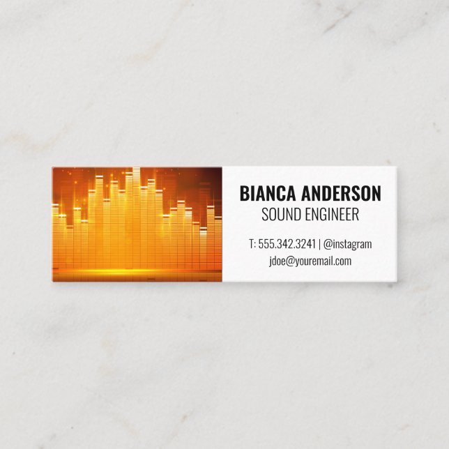 Equalizer Light Background Mini Business Card (Front)