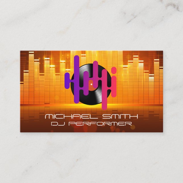 Equalizer Light Background | Vinyl Record Music Business Card (Front)