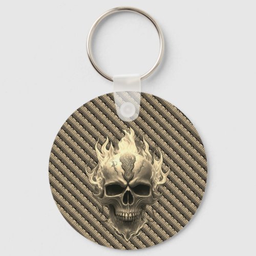 Equalizer Sound Board Skull Flames Golden Rocker   Keychain