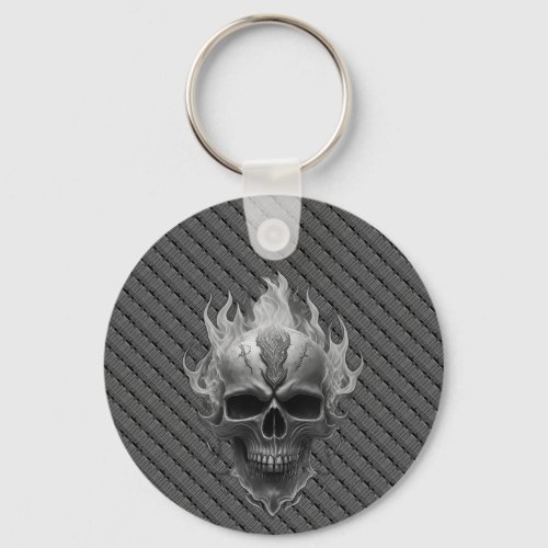 Equalizer Sound Board Skull Flaming Rocker Music  Keychain