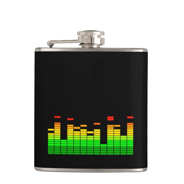 Equalizer Vibes from the Beat of DJ Music Black Hip Flask (Front)