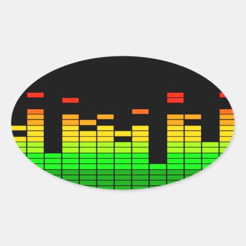 Equalizer Vibes from the Beat of DJ Music decor Oval Sticker