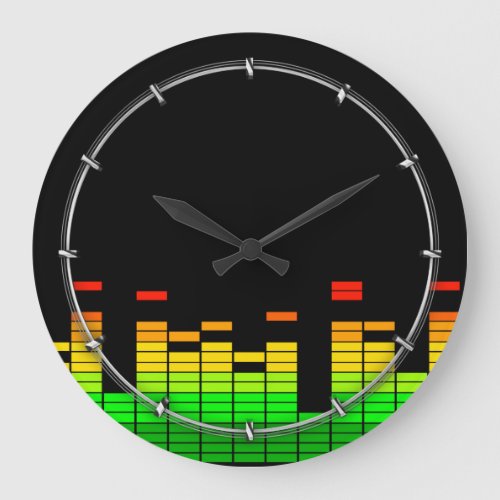 Equalizer Vibes from the Beat of DJ Music Graphic Large Clock
