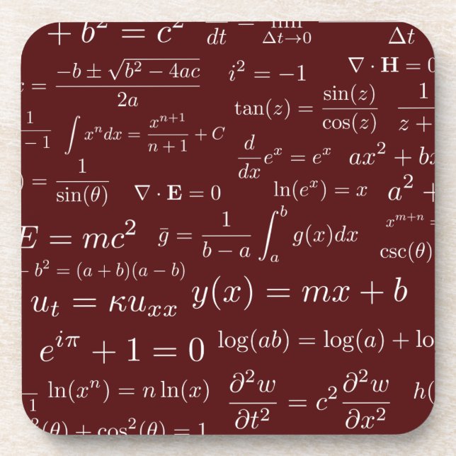 Equations of Math and Science Coasters - set of 6 (Front)