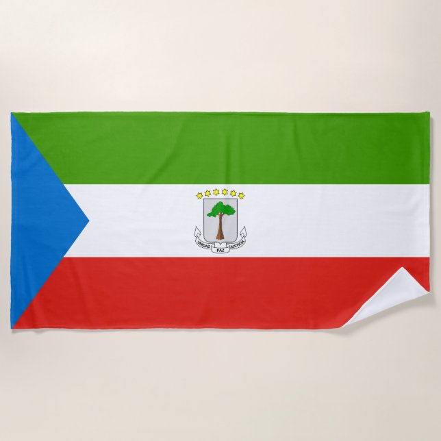 Equatorial Guinea Flag Beach Towel (Front)