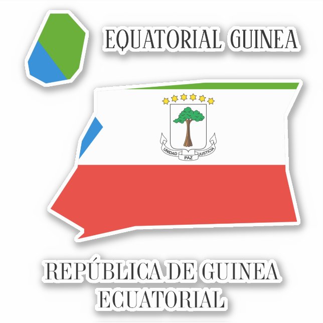 Equatorial Guinea Flag Charming Patriotic Map Sticker (Front)