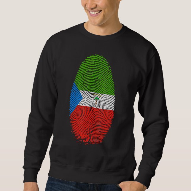 Equatorial Guinea Flag Fingerprint Equatorial Guin Sweatshirt (Front)
