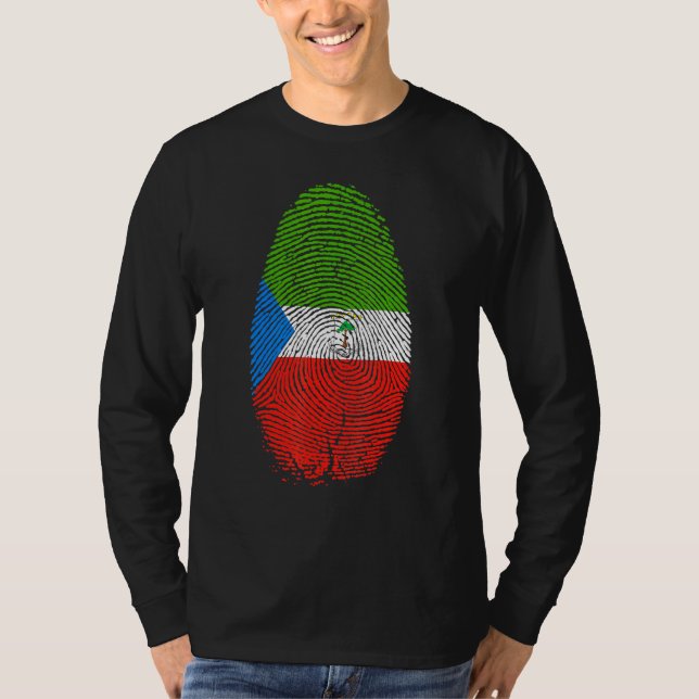 Equatorial Guinea Flag Fingerprint Equatorial Guin T-Shirt (Front)