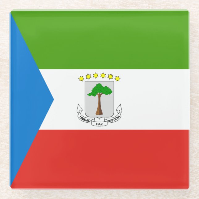 Equatorial Guinea Flag Glass Coaster (Front)