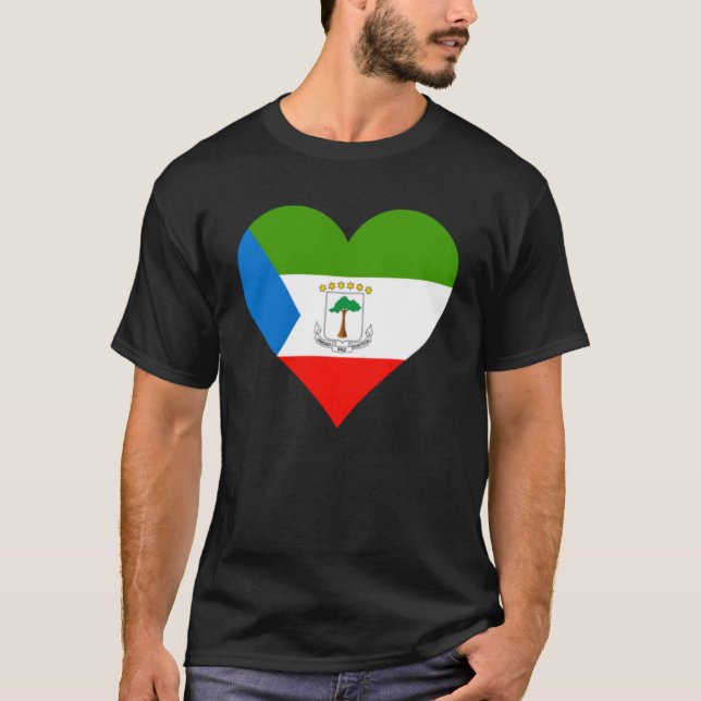 Equatorial Guinea Flag Heart Equatorial Guinea T-Shirt (Front)