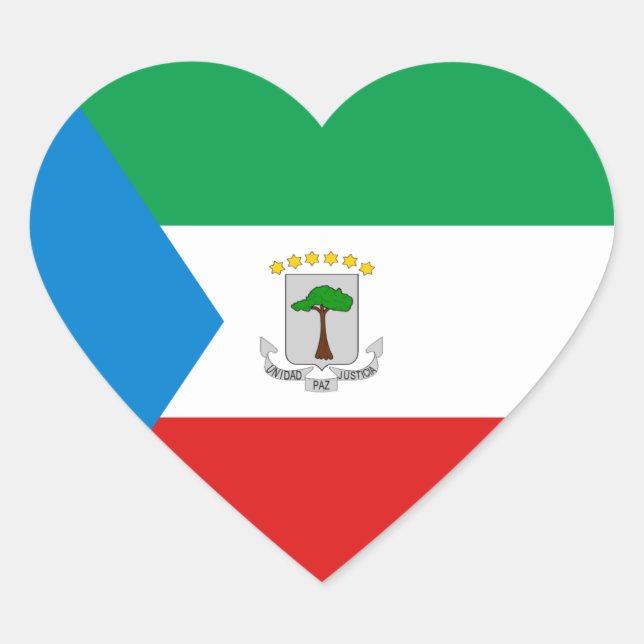 Equatorial Guinea Flag Heart Sticker (Front)