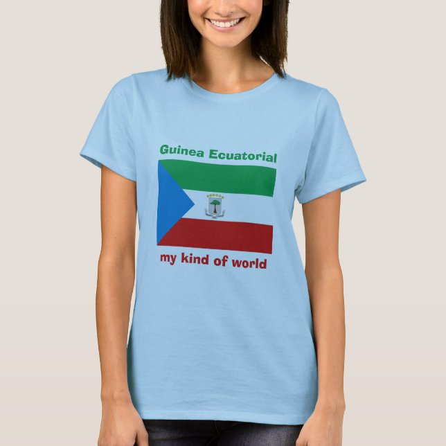 Equatorial Guinea Flag + Map + Text T-Shirt (Front)
