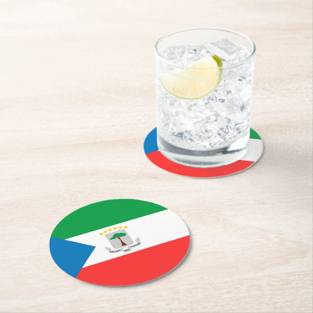 Equatorial Guinea flag Round Paper Coaster (Insitu)