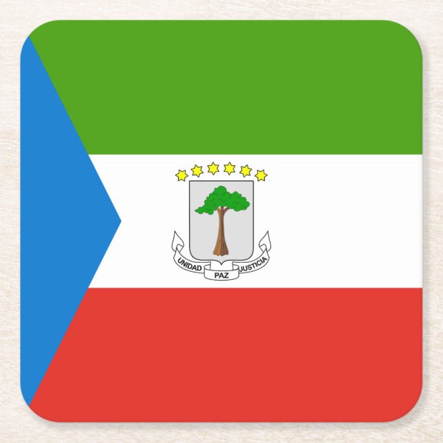 Equatorial Guinea Flag Square Paper Coaster (Front)