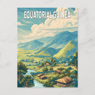Equatorial Guinea Illustration Travel Art Vintage Postcard