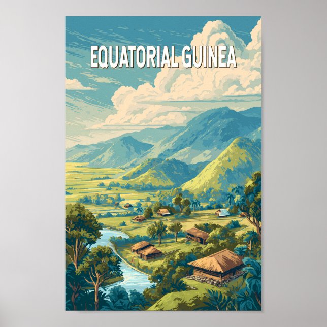 Equatorial Guinea Illustration Travel Art Vintage Poster (Front)
