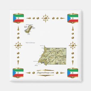 Equatorial Guinea Map + Flags Magnet