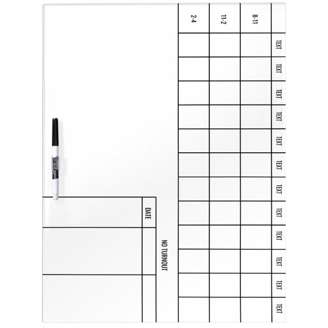 Equestrian Barn Manager Horse Turnout Timetable Dry Erase Board (Front)