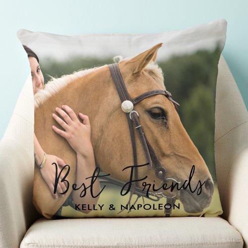 Equestrian Best Friends Horse Photo Collage Throw Pillow