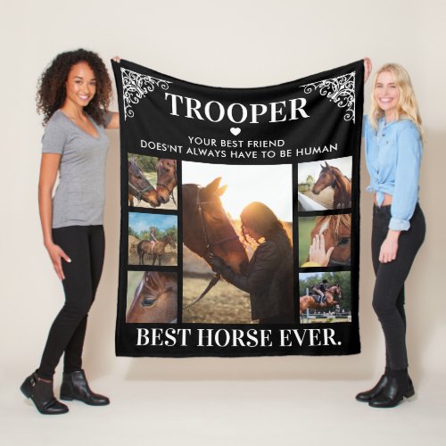 Equestrian Best Horse Ever Photo Collage Fleece Blanket