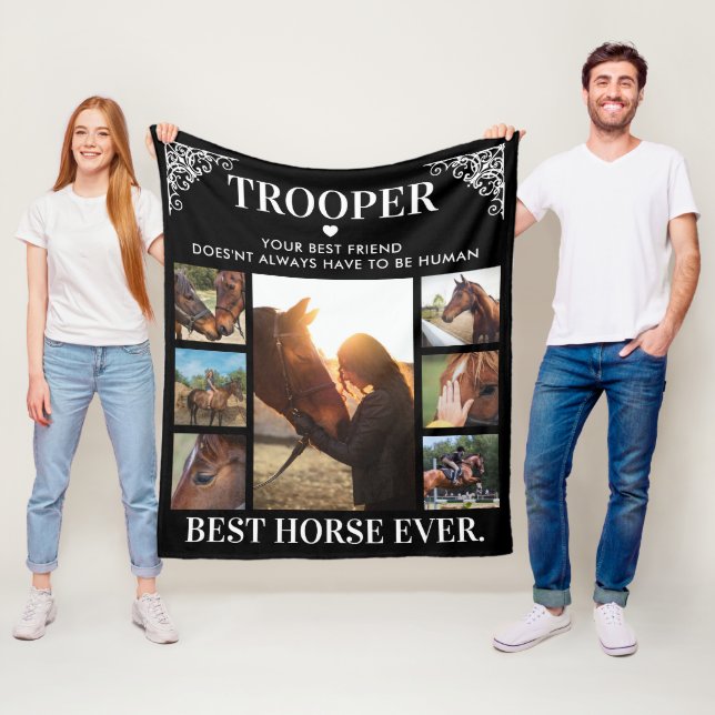 Equestrian Best Horse Ever Photo Collage Fleece Blanket (In Situ)