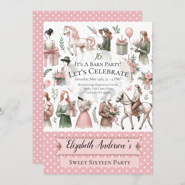 Equestrian Birthday Invitation (Front/Back)