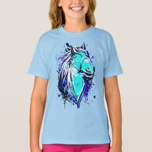 Equestrian - Blue Horse Drawing - Horseback riding T-Shirt