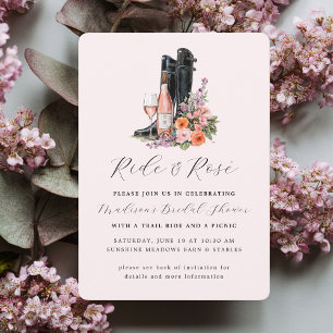 Equestrian Bridal Shower Ride Rose Elegant Wedding Invitation