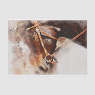 Equestrian Brown Horse Watercolor Decoupage Tissue Paper