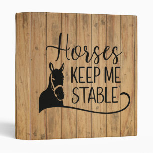Equestrian Brown Wood Country Western Cute Horse 3 Ring Binder