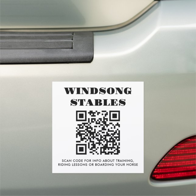 Equestrian Business Custom QR Code Promotional Car Magnet (In Situ)