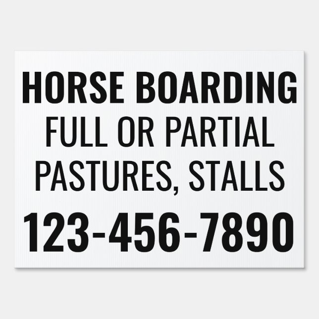 Equestrian Business Horse Boarding Advertising Sign (Front)