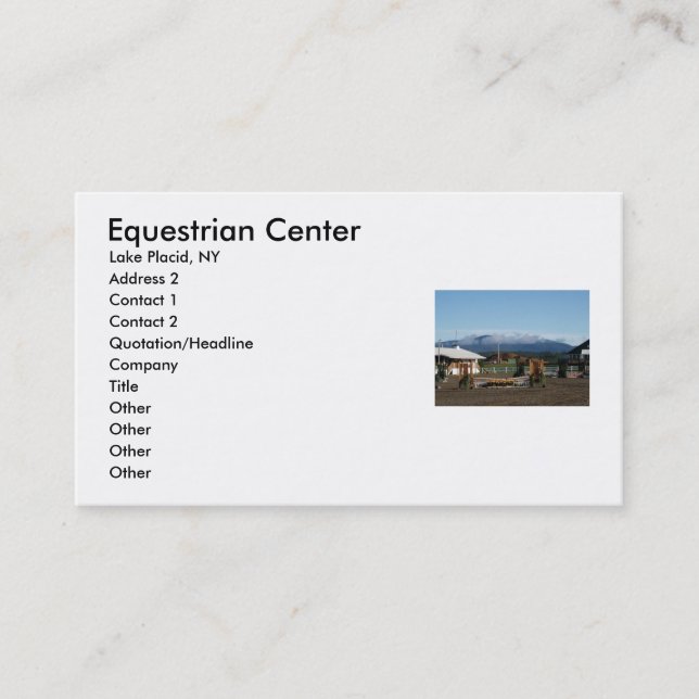 Equestrian Center, Lake Placid, NY, A... Business Card (Front)