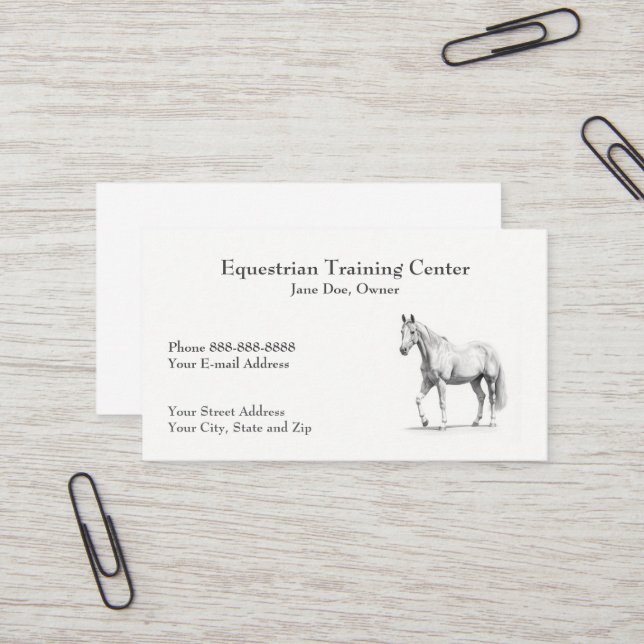 Equestrian Center Riding Stables Business Card (Front/Back In Situ)