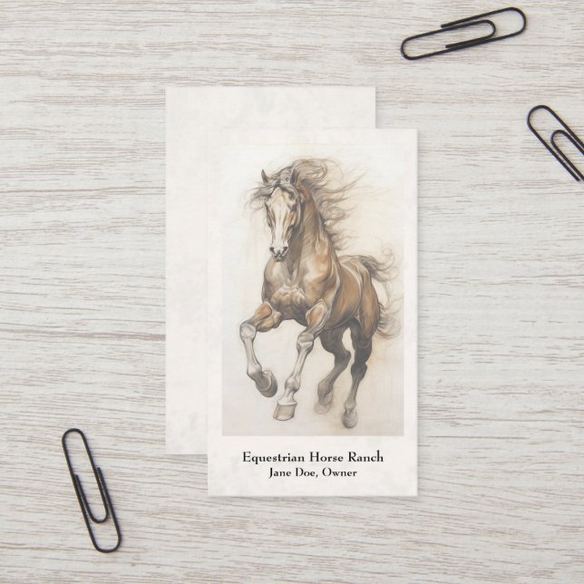 Equestrian Center Riding Stables Business Card (Front/Back In Situ)