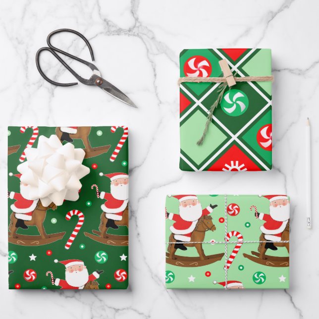 Equestrian Christmas Gift Wrapping Paper Sheets (Front)