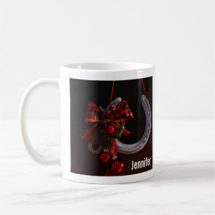 Equestrian Christmas Hanging Horseshoe Photo Coffee Mug
