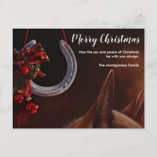 Equestrian Christmas Hanging Horseshoe Photo Holiday Postcard