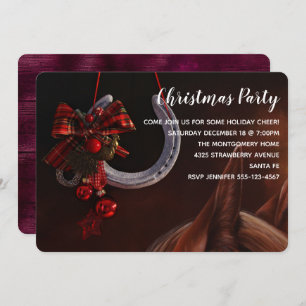 Equestrian Christmas Hanging Horseshoe Photo Invitation