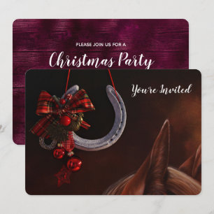 Equestrian Christmas Hanging Horseshoe Photo Invitation