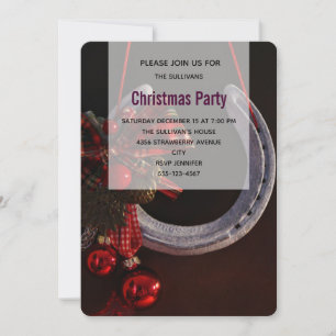 Equestrian Christmas Hanging Horseshoe Photo Invitation