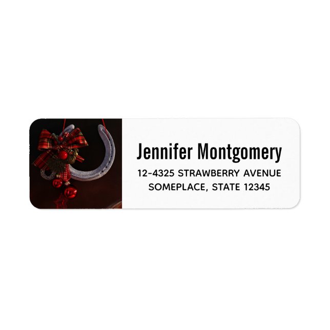 Equestrian Christmas Hanging Horseshoe Photo Label (Front)