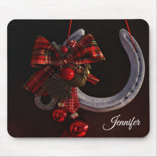 Equestrian Christmas Hanging Horseshoe Photo Mouse Pad