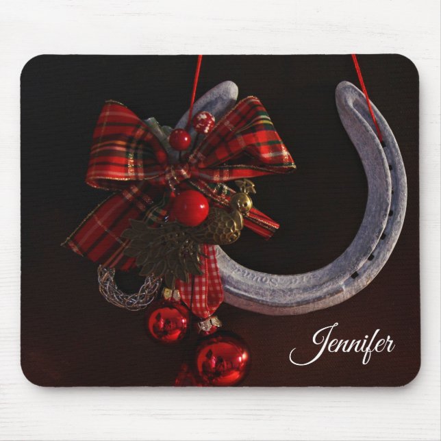 Equestrian Christmas Hanging Horseshoe Photo Mouse Pad (Front)