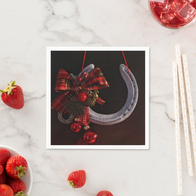 Equestrian Christmas Hanging Horseshoe Photo Napkins (Insitu)