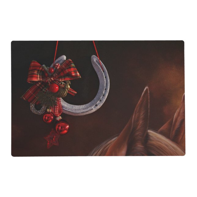 Equestrian Christmas Hanging Horseshoe Photo Placemat (Front)