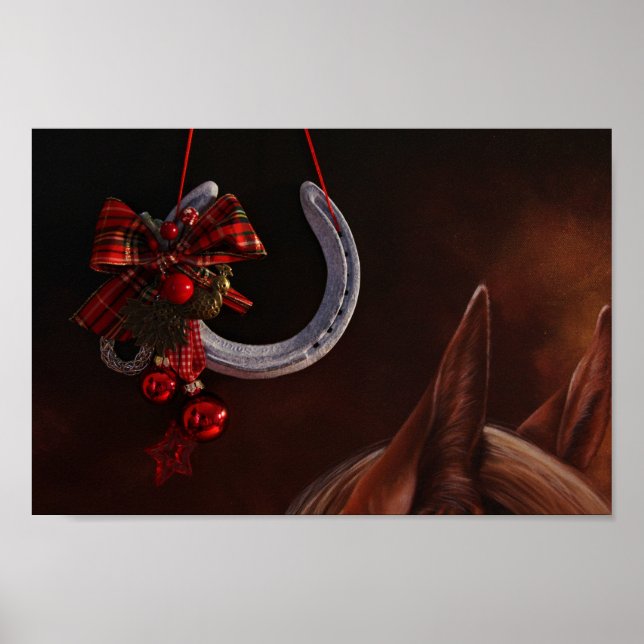 Equestrian Christmas Hanging Horseshoe Photo Poster (Front)